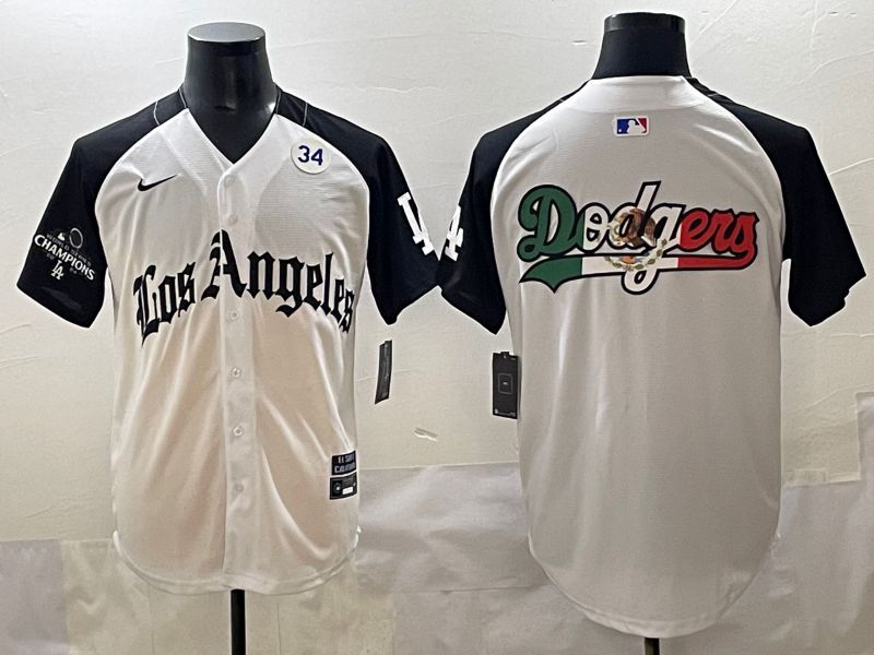 Men 2025 Los Angeles Dodgers Blank White black Five generations Joint Name Nike MLB Jersey style 5268